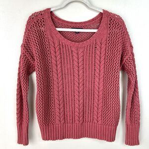American Eagle Outfitters Mauve Rustic Pink Thick Cableknit Y2K Cozy Sweater Med
